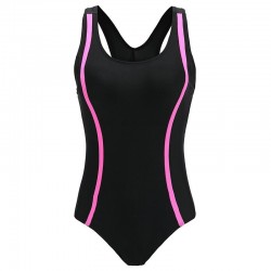 Fashionable one piece swimming suit - side stripesBeachwear