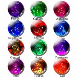 12 zodiac signs - glass round keychainKeyrings