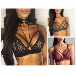 Sexy lace bra - with push up - cross front straps