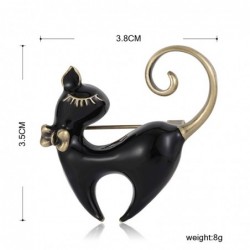 Retro enamel black / white cat brooch