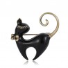 Retro enamel black / white cat brooch