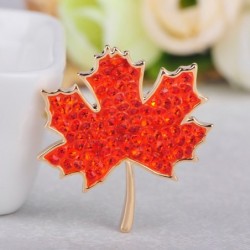 Maple leaf shaped - crystal brooch