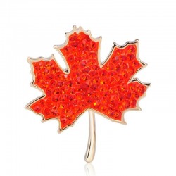 Maple leaf shaped - crystal brooch