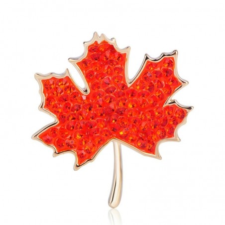Maple leaf shaped - crystal brooch