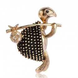 Turtle with stick - crystal brooch - unisex