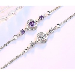 Crystal four-leaf clover bracelet - 925 sterling silverBracelets