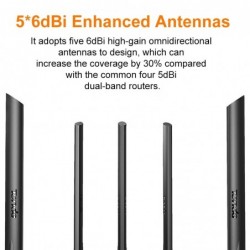 Tenda AC11 AC1200 - WiFi router - 2.4G 5.0GHz - dual band - 1167Mbps - with 5 high gain antennasNetwork