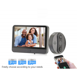 Smart videodörrklocka - med titthål / PIR -rörelsedetektering / APP / WiFi - fjärrkontroll