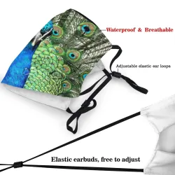 Green peacock - adult face mask - non-disposable - washable - dust proof / anti-virus