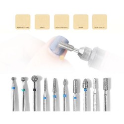 Ceramic rotary drill bits - cone tips - for electric manicure / pedicure machine - 10 piecesNail drills