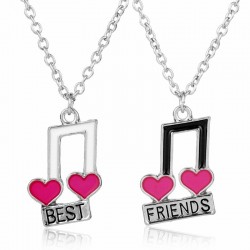 Best Friends - noter / hjärtformat hänge - halsband 2 stycken