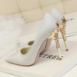 Sexy pumps - with metal carved thin high heelsHigh heels