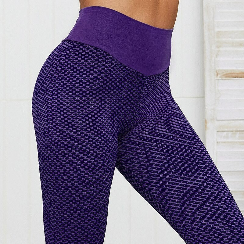 Knitted fishnet leggings - high waist - slim - quick drying