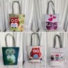 Classic handbag - single shoulder strap - print with flowers / owls