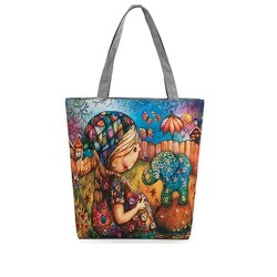 Classic handbag - single shoulder strap - print with flowers / owls