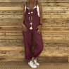 2021 Women Casual Jumpsuits Vintage Linen Solid Rompers Lace Up Strappy Loose Wide Leg Dungarees Bib Overalls Female Playsuits