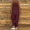 2021 Women Casual Jumpsuits Vintage Linen Solid Rompers Lace Up Strappy Loose Wide Leg Dungarees Bib Overalls Female Playsuits
