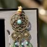 Women's long necklace - dreamcatcher - tassel peacock feather - sweater - leather chain
