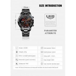 LIGE - Smart Watch - Bluetooth - heart rate monitoring - music control - waterproofWatches