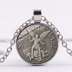 Necklace with Archangel St.Michael - glass gem pendantNecklaces