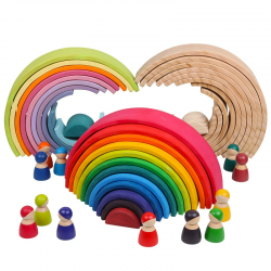 Baby Large Rainbow Stacker Wooden Toys For Kids Creative Rainbow Building Blocks Montessori Educational Toy Children