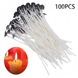 DIY candle pre waxed wicks - pure cotton - smokeless wax - 100 pieces/set