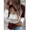 Autumn and winter ladies' new sweaters are best selling multicolor stitching hooded sweater pullover tops