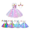 Girl Unicorn Dresses for Girls Tutu Princess Party Dresses with LED Lights Flower Birthday Party Cosplay Costume Girls Clothing
