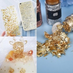 Gold leaf flakes - silver confetti - DIY - crafts -  art - one bottle