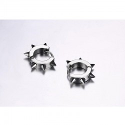 Hip Hop style small round earrings - with rivets - black / silver - unisexEarrings