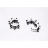 Hip Hop style small round earrings - with rivets - black / silver - unisexEarrings