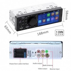 Bluetooth car radio - 4.1" - 1 DIN - TF - USB - ISO - MP5 player - touch screen - fast chargerDin 1