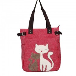 Classic canvas bag with printed catHandbags