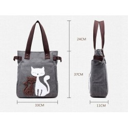 Classic canvas bag with printed cat