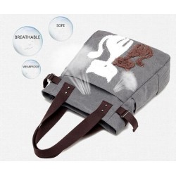 Classic canvas bag with printed cat