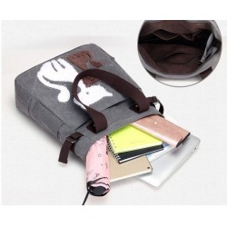 Classic canvas bag with printed cat