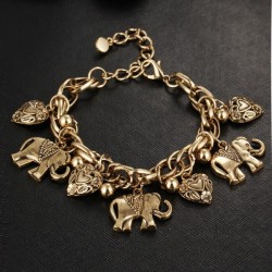 Vintage bracelet - with elephants / pearls / safety pin