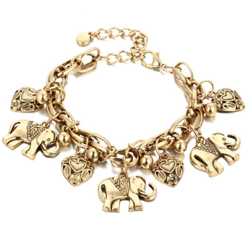 Vintage bracelet - with elephants / pearls / safety pin Vintage bracelet - with elephants / pearls / safety pin