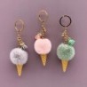 Metal keychain - with a fluffy ice cream pendant