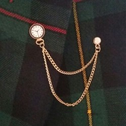 Brooch with a Korean trend - pin with a watch and a chainBrooches