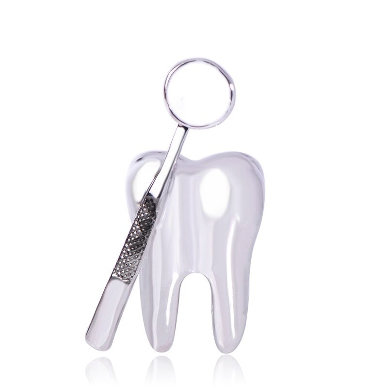 Dentist mirror / tooth - elegant brooch