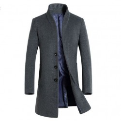 Men's wool coat - long jacket - slim fit