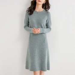 Elegant knitted dress - 100% cashmere / wool - knee length