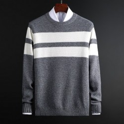 Classic knitted sweater with stripes - cashmere / cotton