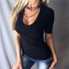 Classic summer t-shirt - deep V-neck - short sleeve - plus size