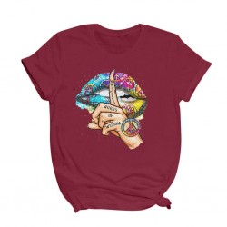 Lips / whisper words / watercolor graphic - trendy short sleeve t-shirt
