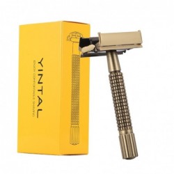 Manual shaving razor - double-sided - non-slip handle - butterfly mechanism - brassShaving