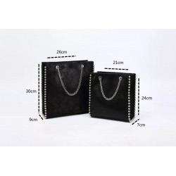 Retro Chains Rivet Large Capacity Tote Designer Bead Women Shoulder Bags Luxury PU Leather Messenger Bag Lady Big Bucket Purses