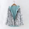 Spring / autumn hooded jacket - two sided - with zipper - cartoon print