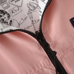 Spring / autumn hooded jacket - two sided - with zipper - cartoon print